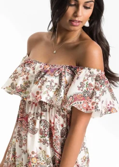 Carmen-Kleid aus fließender Viskose