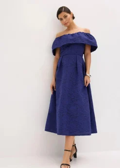 Carmen-Kleid aus glänzendem Jacquard