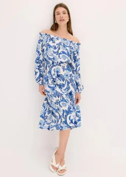 Carmen-Kleid aus strukturierter Viskose