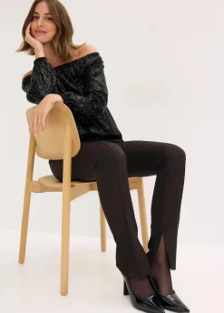 Carmenshirt, Oversized mit Pailletten