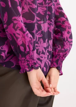 Chiffon Bluse mit Smok-Details