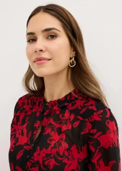 Chiffon Bluse mit Smok-Details