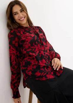 Chiffon Bluse mit Smok-Details