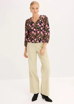 Chiffon-Bluse mit Raffung am Saum