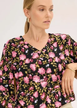 Chiffon-Bluse mit Raffung am Saum