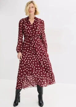 Chiffonkleid mit Kontrast-Pipings