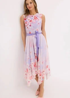 Chiffonkleid mit Zipfelsaum und Bindeband