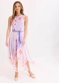 Chiffonkleid mit Zipfelsaum und Bindeband