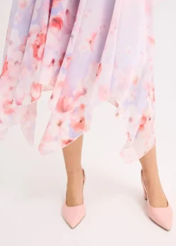 Chiffonkleid mit Zipfelsaum und Bindeband