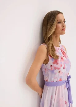 Chiffonkleid mit Zipfelsaum und Bindeband