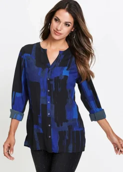 Chiffon-Longbluse mit Druck