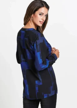 Chiffon-Longbluse mit Druck