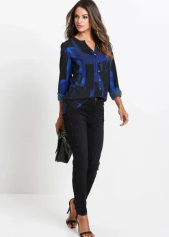 Chiffon-Longbluse mit Druck