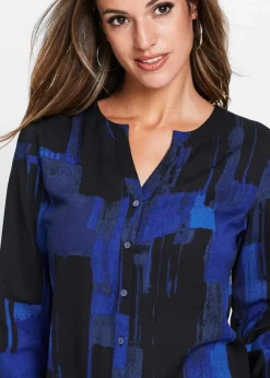 Chiffon-Longbluse mit Druck