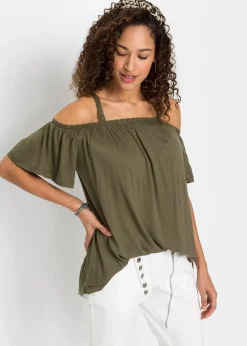 Cold-Shoulder-Shirt aus softer Viskose