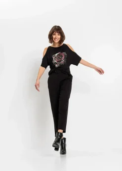 Cold-Shoulder-Shirt aus Viskose