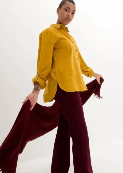 Cord-Hemd mit Seitenschlitz