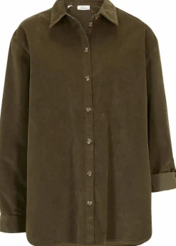 Cord-Hemd mit Seitenschlitz