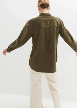 Cord-Hemd mit Seitenschlitz