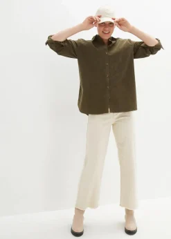 Cord-Hemd mit Seitenschlitz