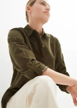 Cord-Hemd mit Seitenschlitz