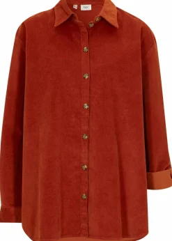 Cord-Hemd mit Seitenschlitz