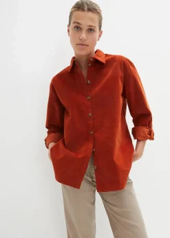 Cord-Hemd mit Seitenschlitz