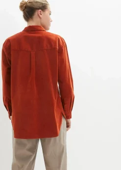 Cord-Hemd mit Seitenschlitz