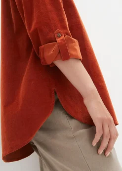 Cord-Hemd mit Seitenschlitz