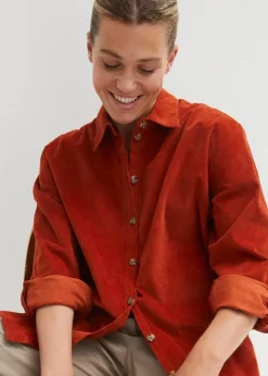 Cord-Hemd mit Seitenschlitz