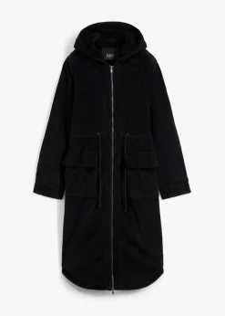 Cord-Mantel mit Teddy-Fleece Kapuze aus reiner Baumwolle