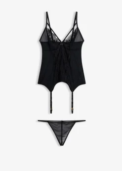 Corsage mit Strapshaltern und String (2-tlg.Set)