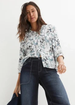 Crinkle-Bluse aus fließender Viskose