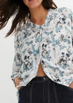 Crinkle-Bluse aus fließender Viskose