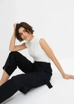 Culotte aus luftigem Leinen-Mix