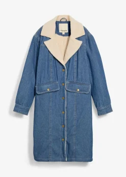 Denim-Wintermantel, warm gefüttert mit Teddy