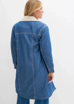 Denim-Wintermantel, warm gefüttert mit Teddy