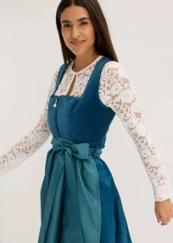 Dirndl mit Samt in Midilänge (2-tlg.Set)