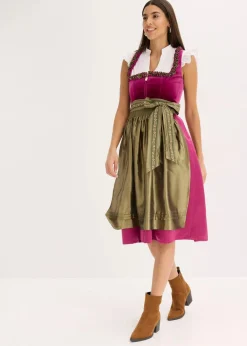 Dirndl mit Samt in Midilänge (2-tlg.Set)