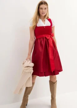 Dirndl mit Samt-Mieder und Satin-Schürze (2-tlg.Set)