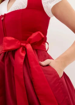Dirndl mit Samt-Mieder und Satin-Schürze (2-tlg.Set)