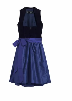 Dirndl mit Samt-Mieder und Satin-Schürze (2-tlg.Set)