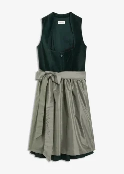 Dirndl mit Samt-Mieder und Satin-Schürze (2-tlg.Set)