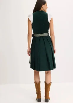 Dirndl mit Samt-Mieder und Satin-Schürze (2-tlg.Set)