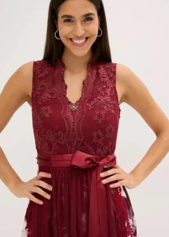 Dirndl mit Stickerei und Samtrock (2-tlg.Set)