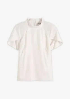 Elegante Kurzarmbluse aus glänzenden Satin