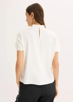 Elegante Kurzarmbluse aus glänzenden Satin