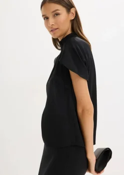 Elegante Kurzarmbluse aus glänzenden Satin