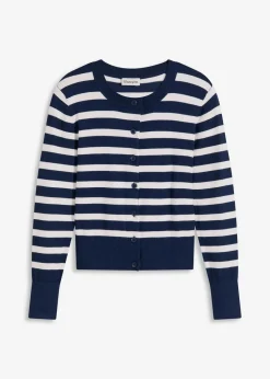 Feinstrick-Cardigan mit Streifen