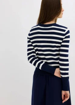 Feinstrick-Cardigan mit Streifen